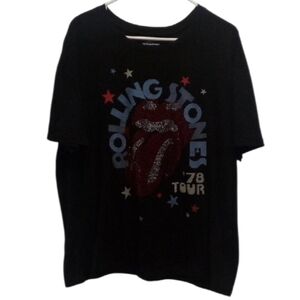 Rolling Stones Bling Red White And Blue Black 78' Tour Short Sleeve Shirt
